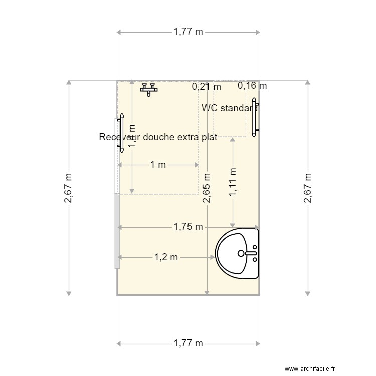 FAVRE 5. Plan de 1 pièce et 5 m2