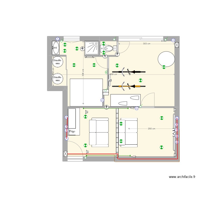 salle de sport 5. Plan de 2 pièces et 37 m2