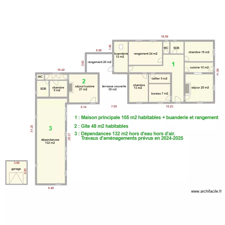 La Peyro avec cotes pour Maif. Plan de 
