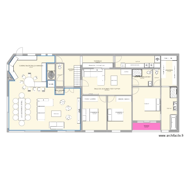 Plan Radinghem VERSION AMENAGEE. Plan de 17 pièces et 186 m2