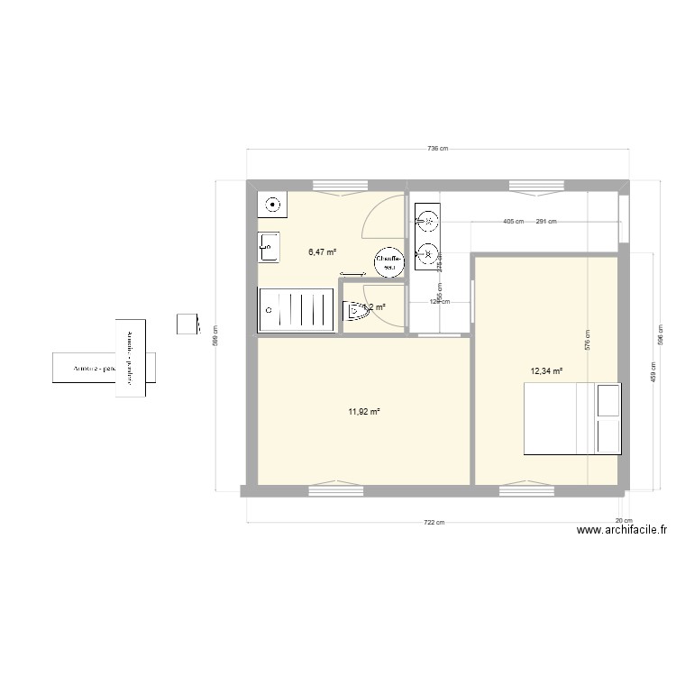 Antoine. Plan de 4 pièces et 32 m2