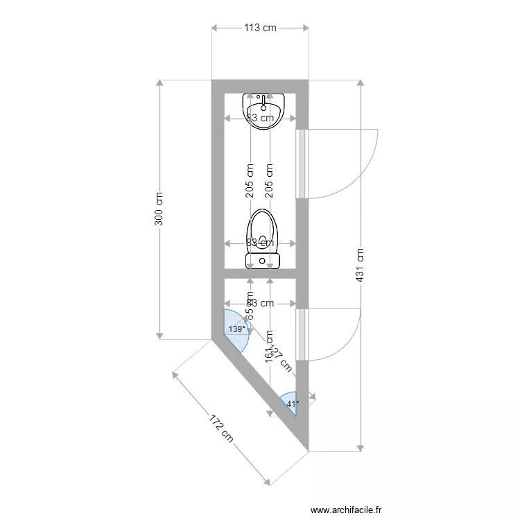 toilette directeur. Plan de 