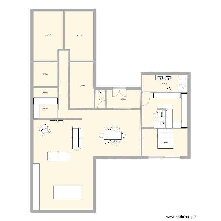 aps4. Plan de 12 pièces et 186 m2