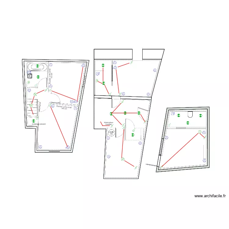 PLAN ELECTRIQUE RDC1 + R+1 + FORGE. Plan de 