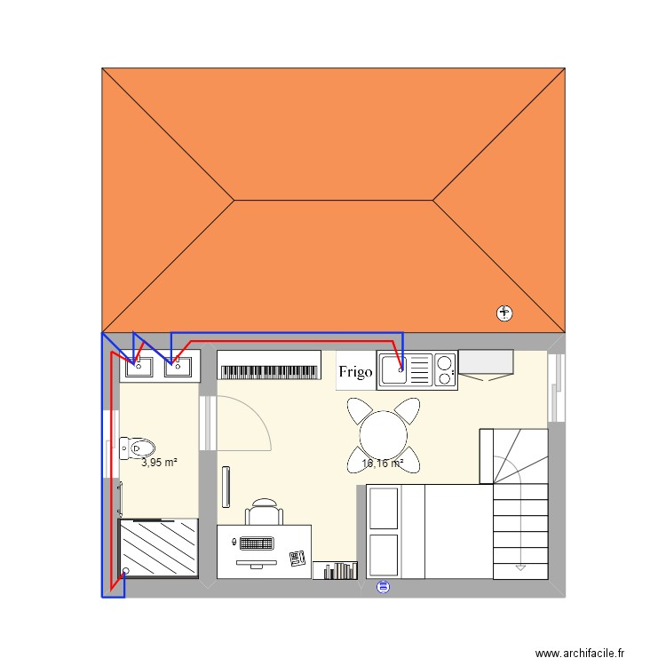 Bungalow (2 Chambre) desire. Plan de 2 pièces et 20 m2