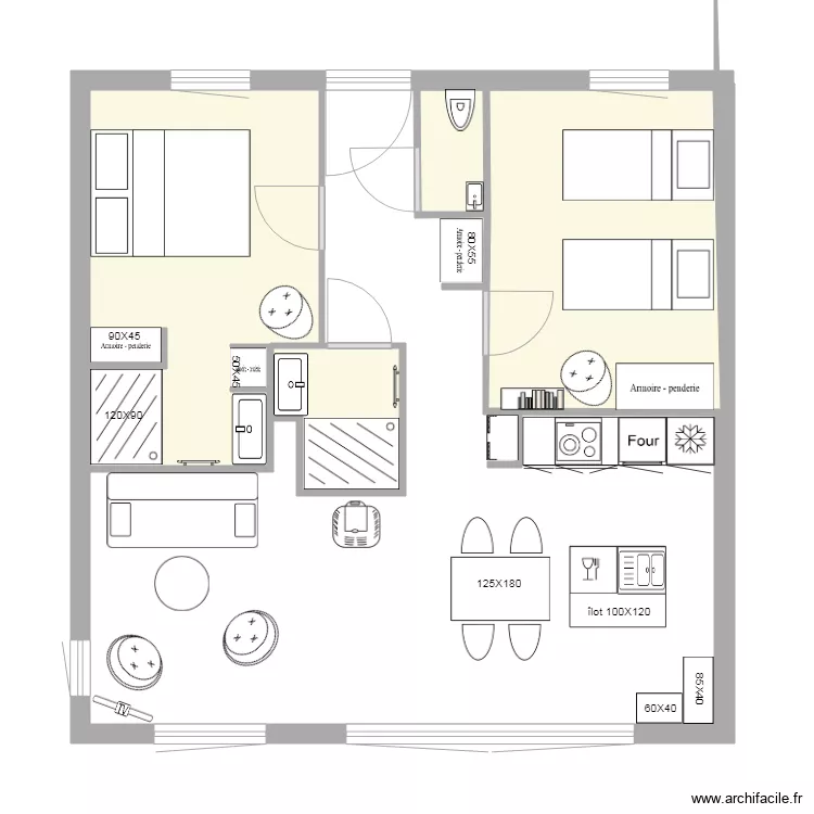 g&icirc;te standard 4. Plan de 