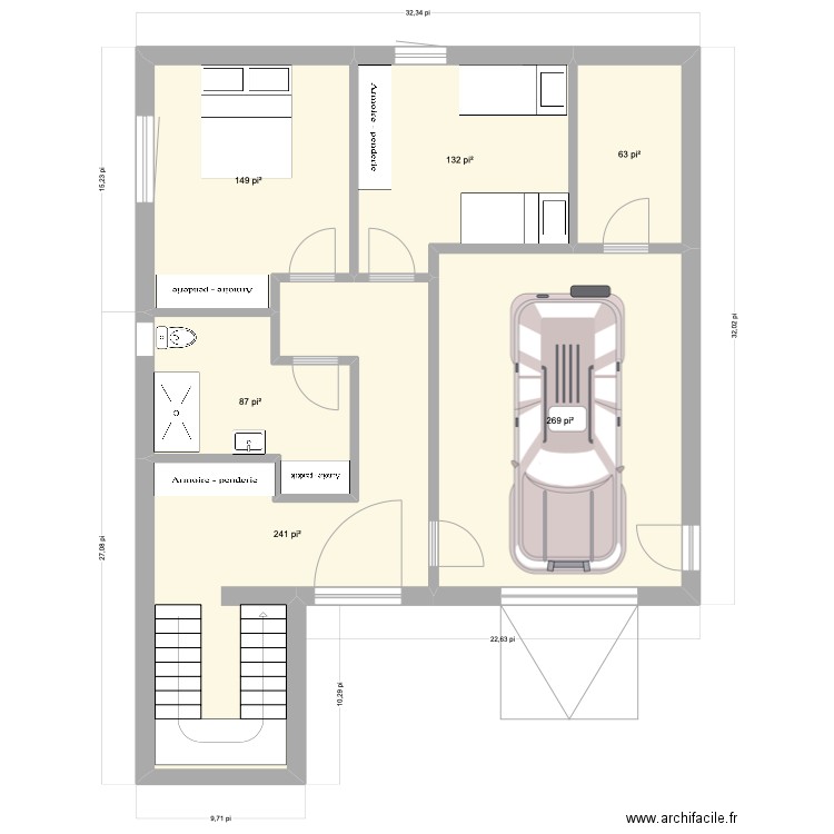 idée #3. Plan de 6 pièces et 87 m2