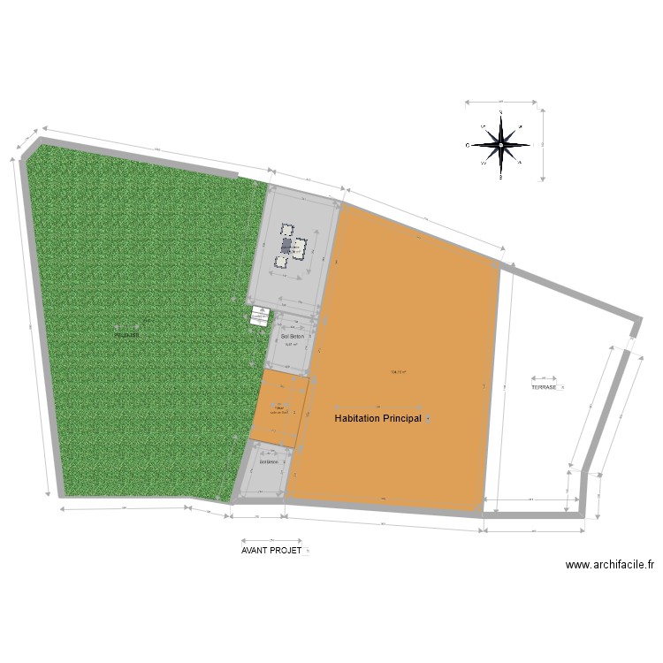 Masse Cadastre Avant Projet . Plan de 4 pièces et 133 m2