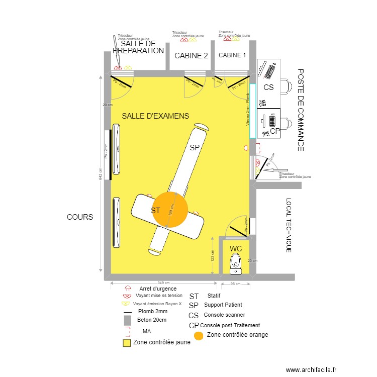 zonage. Plan de 2 pièces et 30 m2