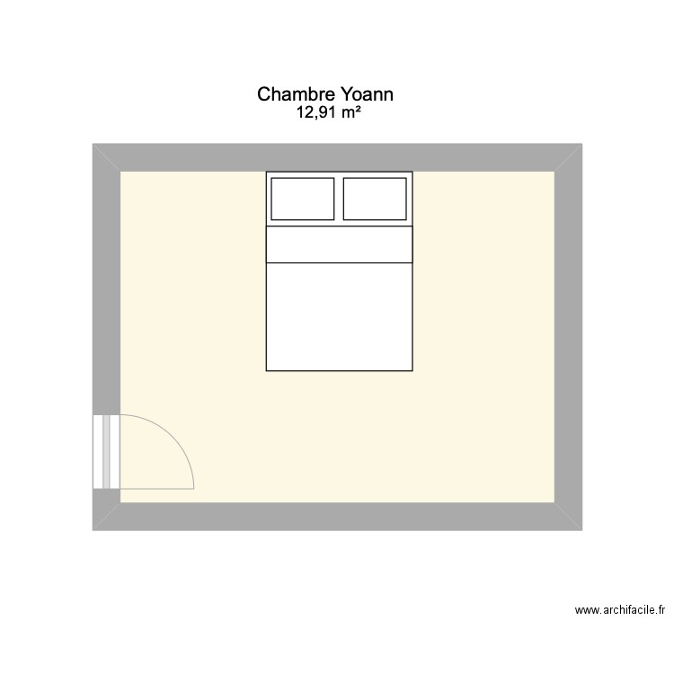 chambre. Plan de 1 pièce et 13 m2