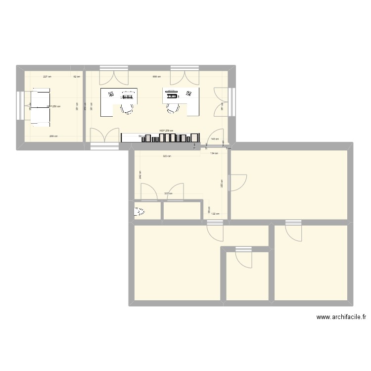 Marcy plan surelevation bureau 35m2. Plan de 8 pièces et 106 m2