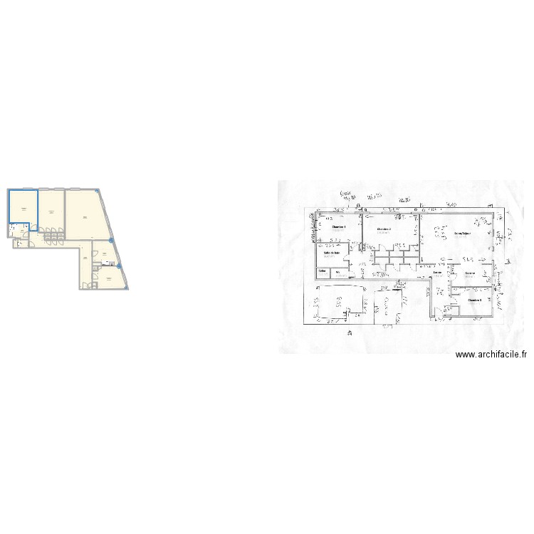 haute seille existant. Plan de 0 pièce et 0 m2