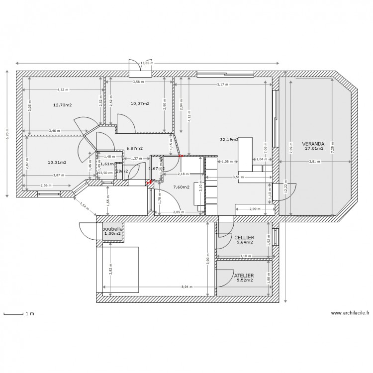 ROLLEVILLE AVEC HABITAT CONCEPT 82,33 m2 avec 3 Chambres sans dressing agrandi. Plan de 0 pièce et 0 m2