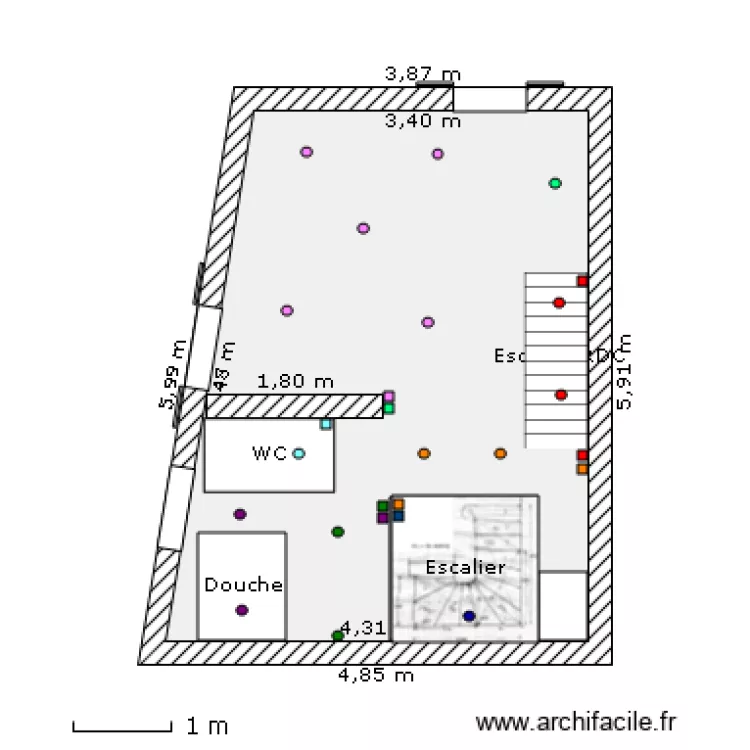 1er &eacute;tage maison arignac. Plan de 