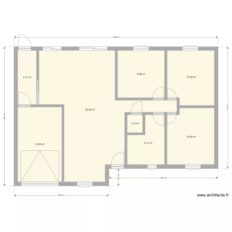 Plan Plain pied RP final dimensions. Plan de 