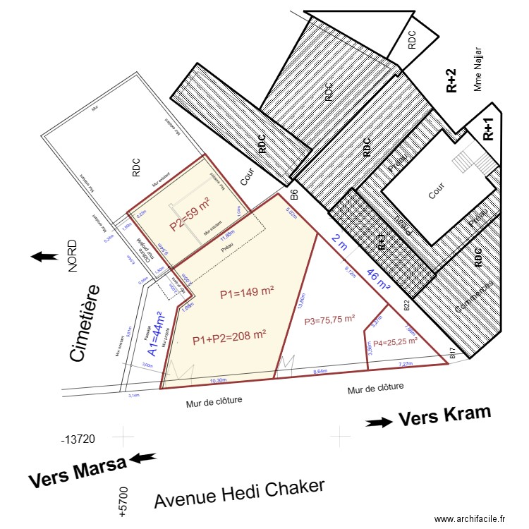 Cadastre el Heni 02. Plan de 14 pièces et 759 m2