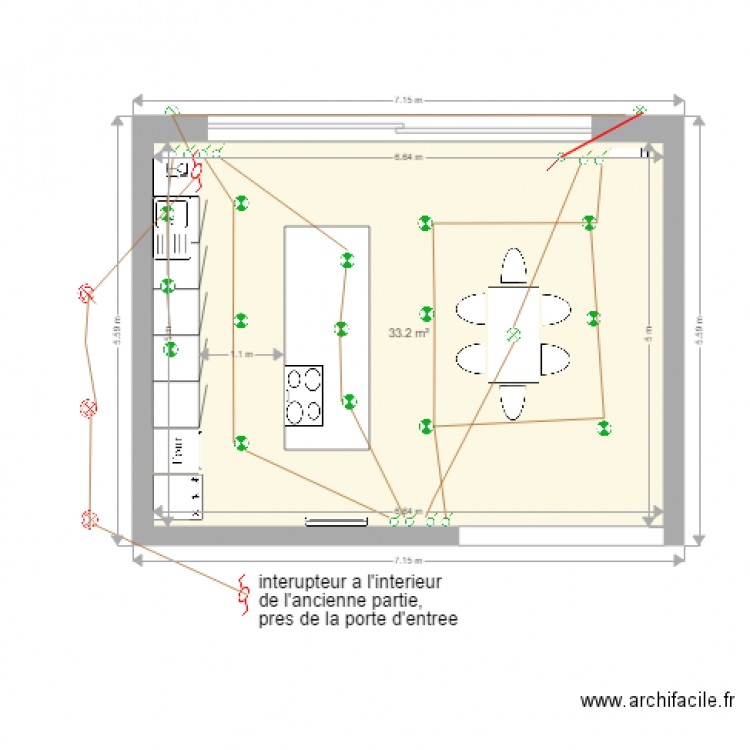 Plan Cuisine Eclairage V2. Plan de 0 pièce et 0 m2