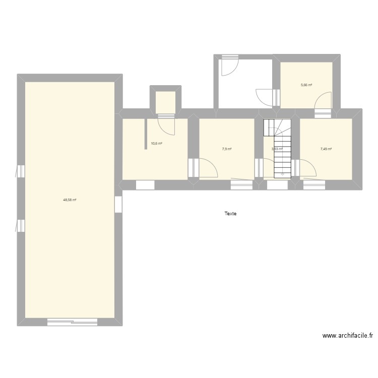 Plan maison RDC - avant travaux. Plan de 6 pièces et 84 m2