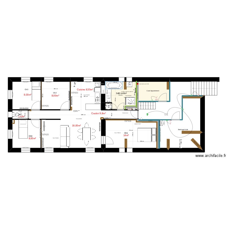 Ecole St Therèse lino sol. Plan de 7 pièces et 40 m2