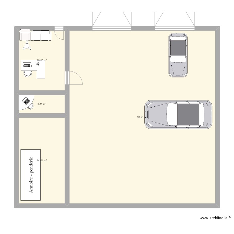 cfa. Plan de 4 pièces et 119 m2