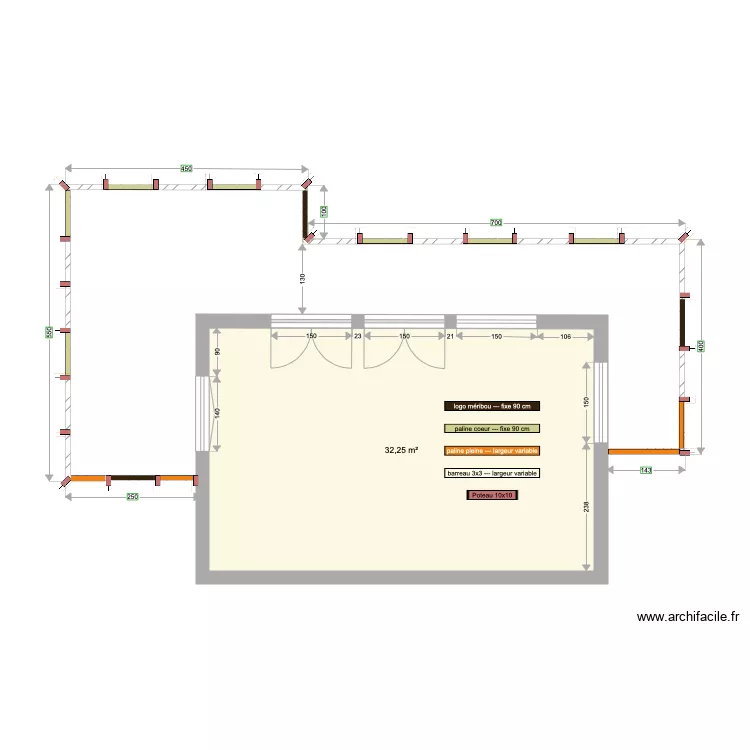 Balcon M&eacute;ribou v6. Plan de 