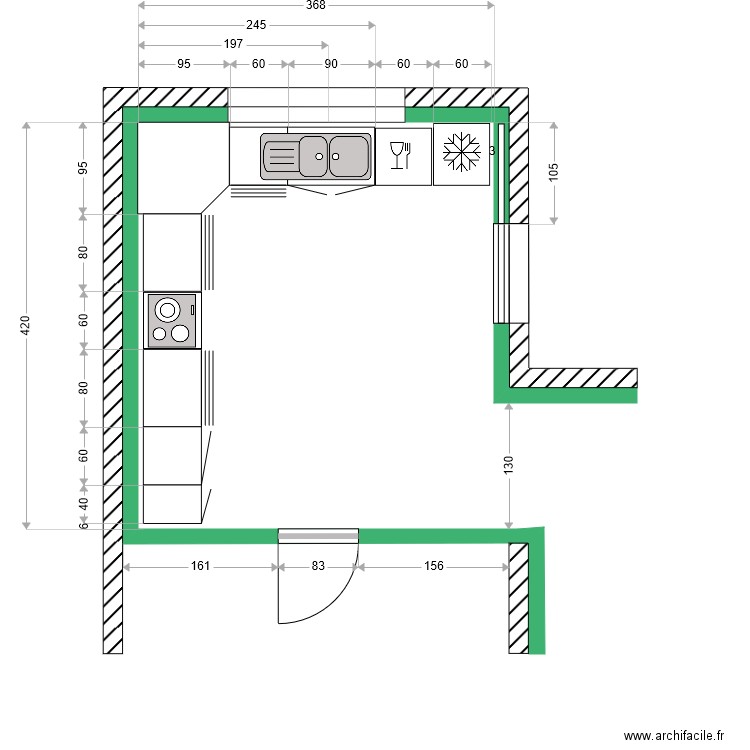 Cuisine Plomberie. Plan de 0 pièce et 0 m2