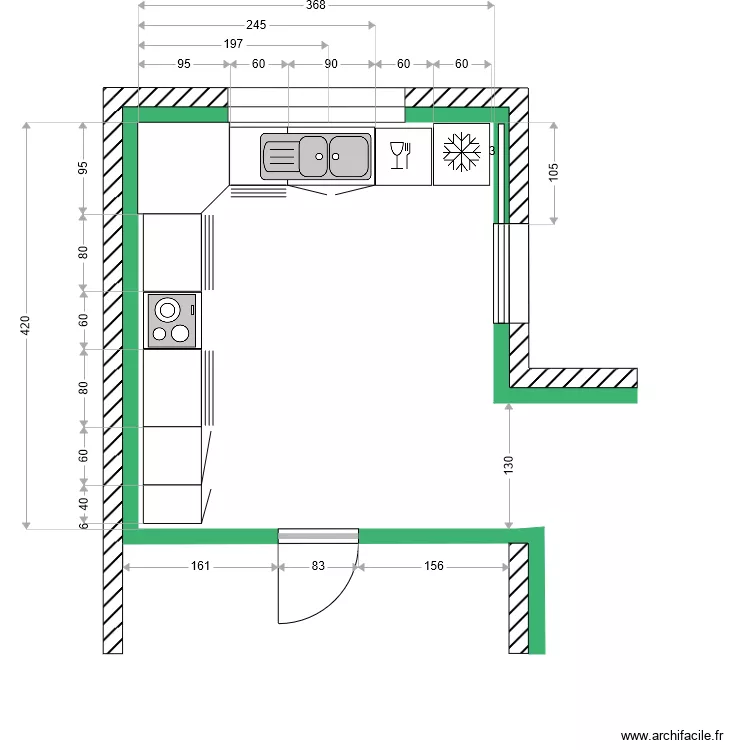 Cuisine Plomberie. Plan de 