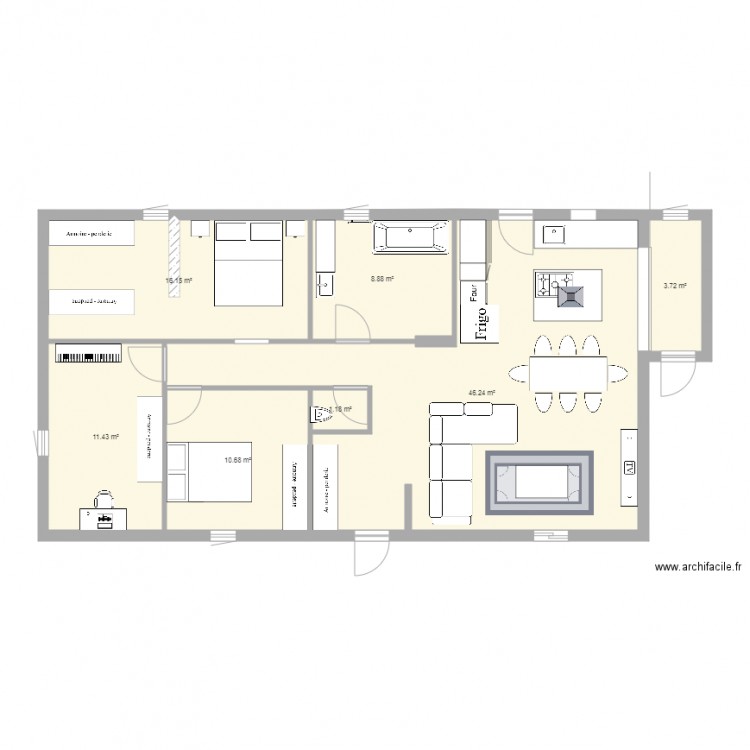 plan maison 100m2. Plan de 0 pièce et 0 m2