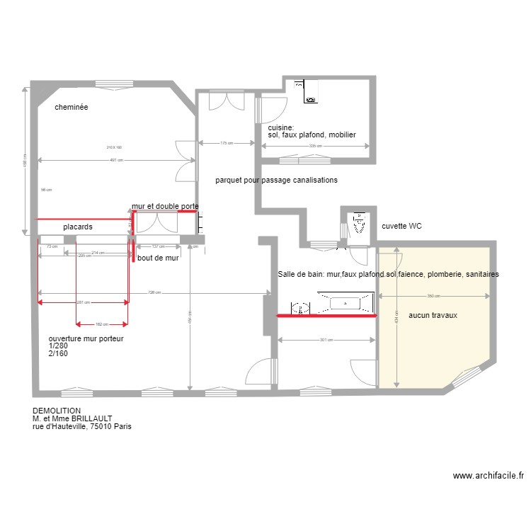 brillaut existant. Plan de 0 pièce et 0 m2