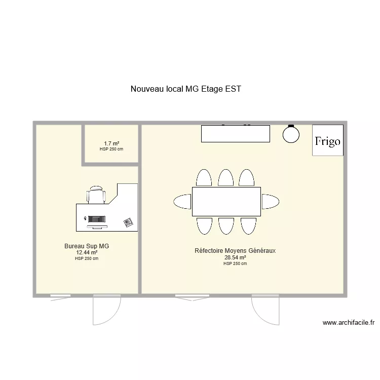 R&eacute;fectoire Moyens G&eacute;n&eacute;raux alg&eacute;co EST &eacute;tage. Plan de 