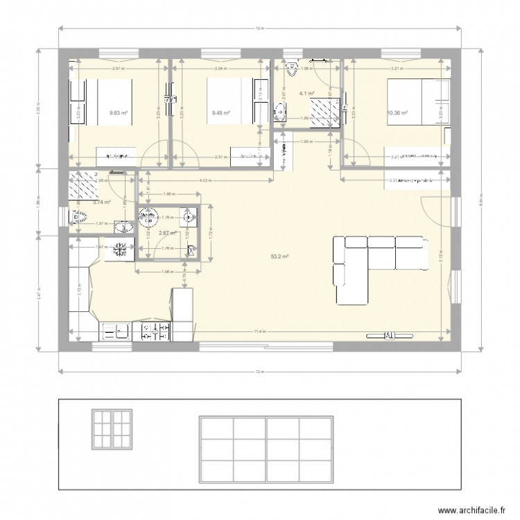 nouveau carrée. Plan de 0 pièce et 0 m2