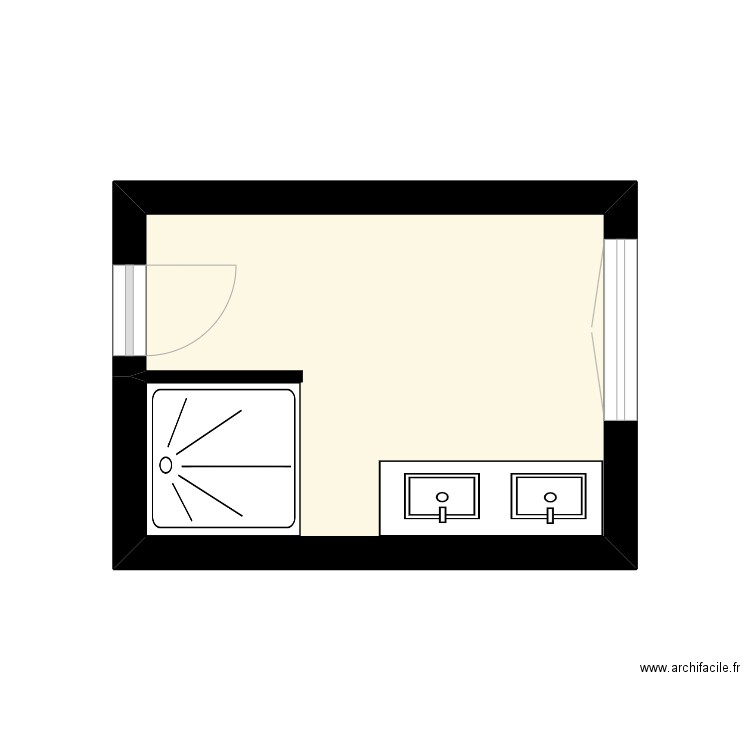 sdb pmr. Plan de 1 pièce et 9 m2