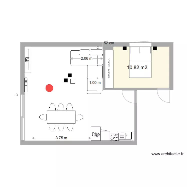 APT 5 SALON ET CH 1 &eacute;. Plan de 