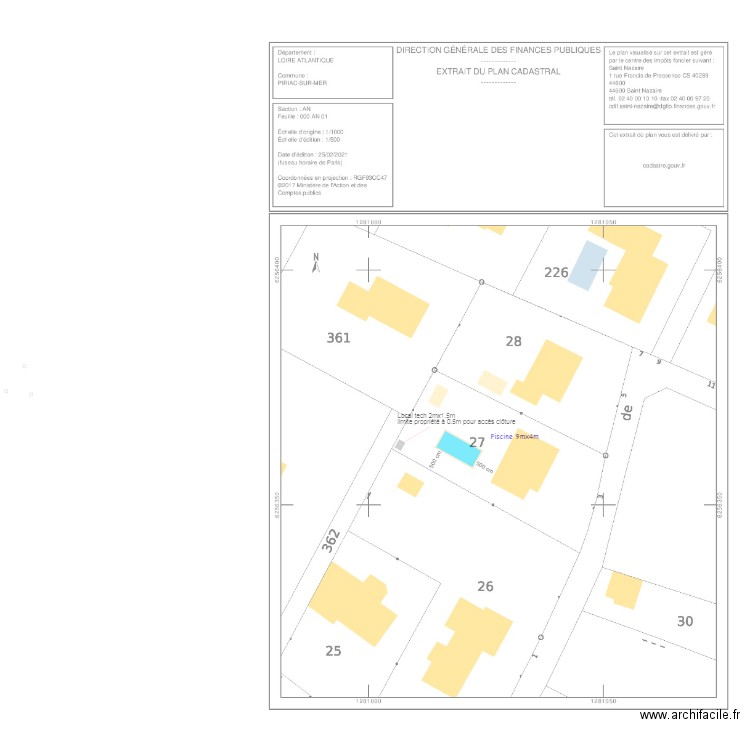 Plan masse piscine. Plan de 0 pièce et 0 m2