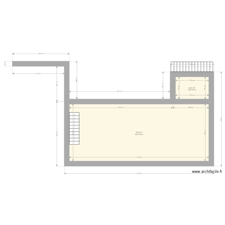 celles habitat. Plan de 2 pièces et 57 m2