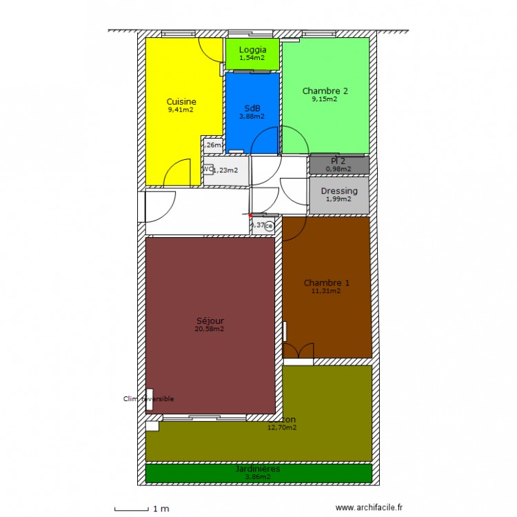 T3 70 m2. Plan de 0 pièce et 0 m2