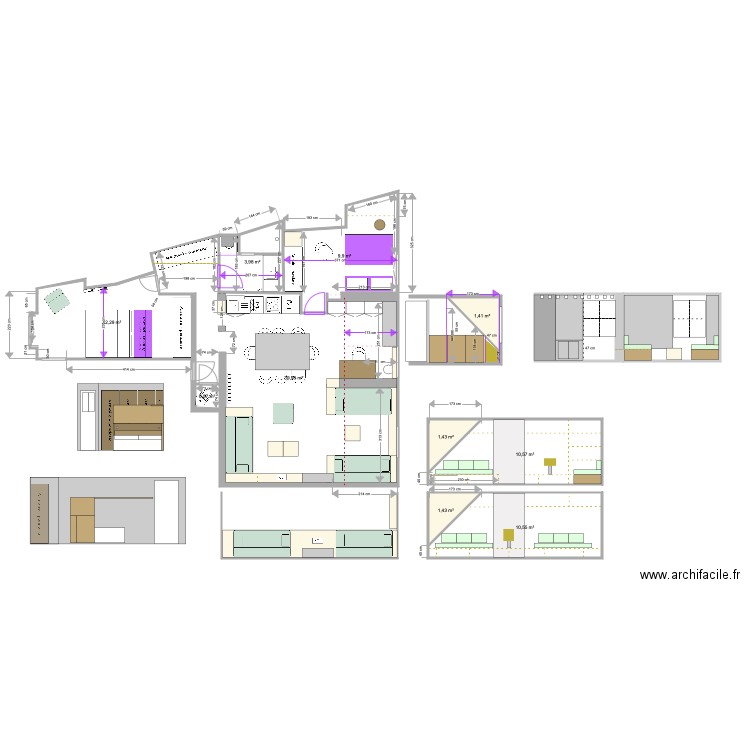 SAINT FIACRE côté CUISINE DROITE. Plan de 10 pièces et 92 m2