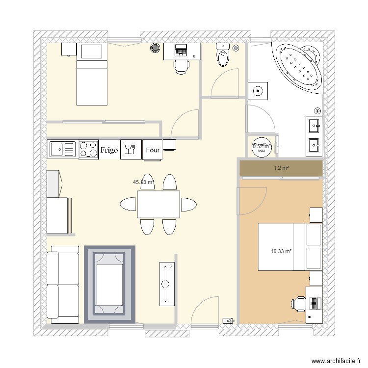 appartement t2. Plan de 0 pièce et 0 m2