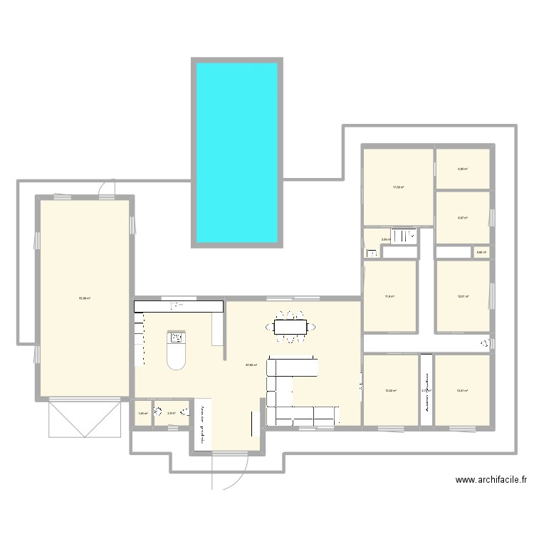 plan maison Estillac. Plan de 14 pièces et 236 m2