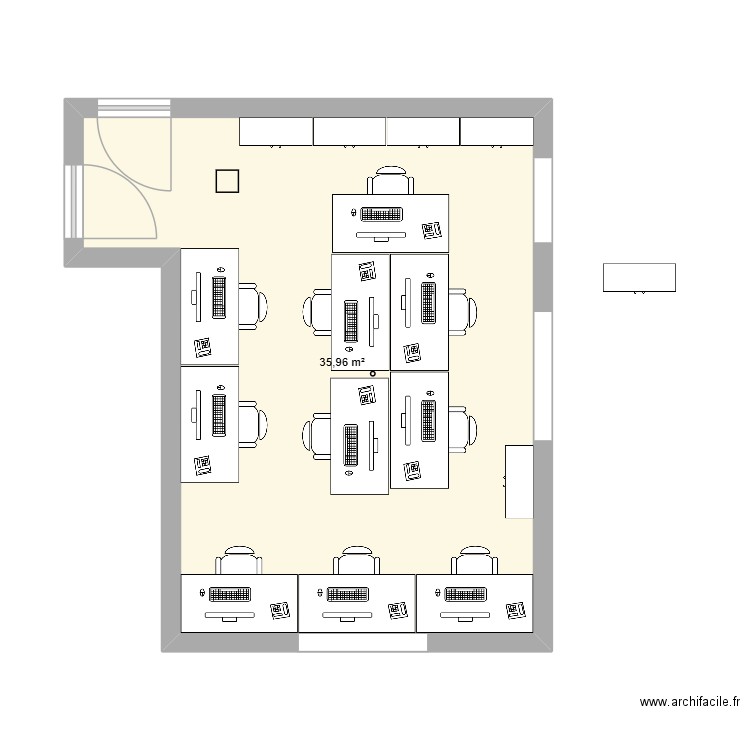 Bureau droit Arkadia. Plan de 1 pièce et 36 m2