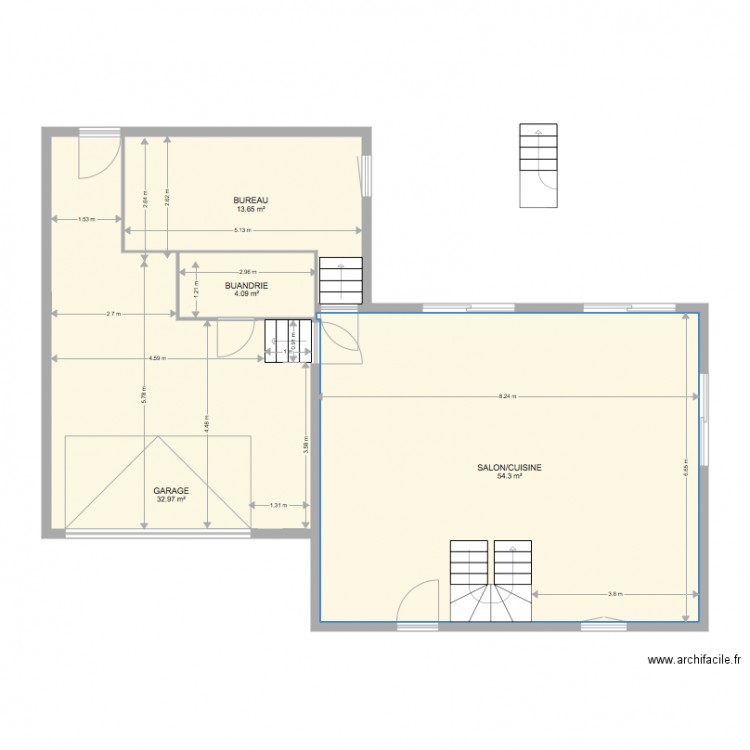 plan RDC avec buanderie 2 solution. Plan de 0 pièce et 0 m2