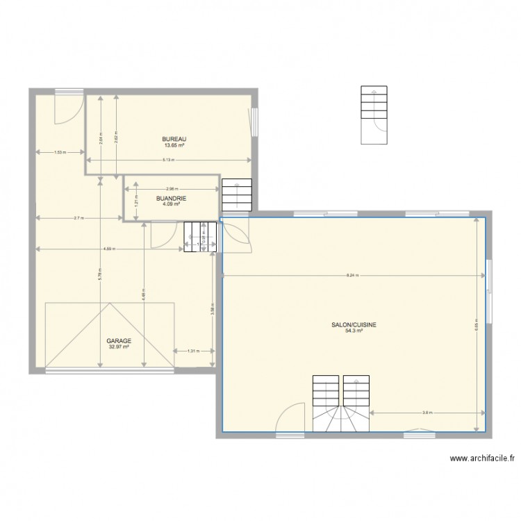 plan RDC avec buanderie 2 solution. Plan de 0 pièce et 0 m2