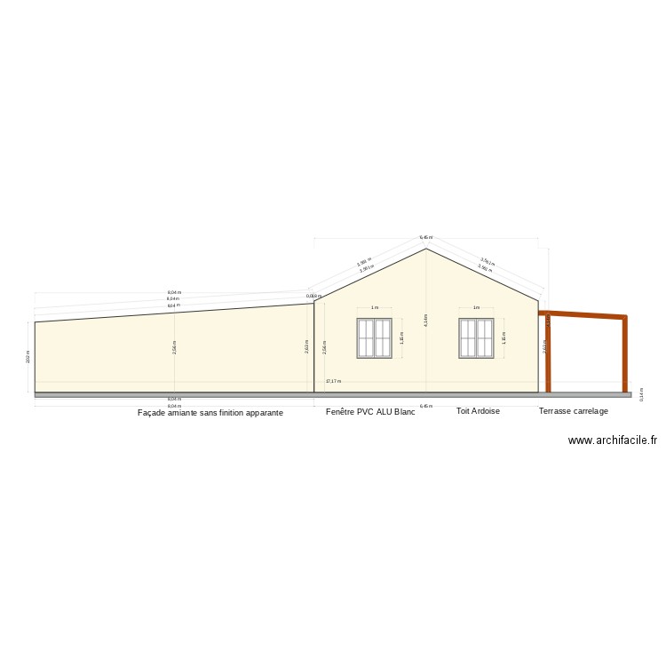 Façade Nord Ouest Initiale. Plan de 0 pièce et 0 m2