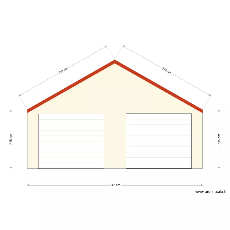 Facade ouest garage. Plan de 