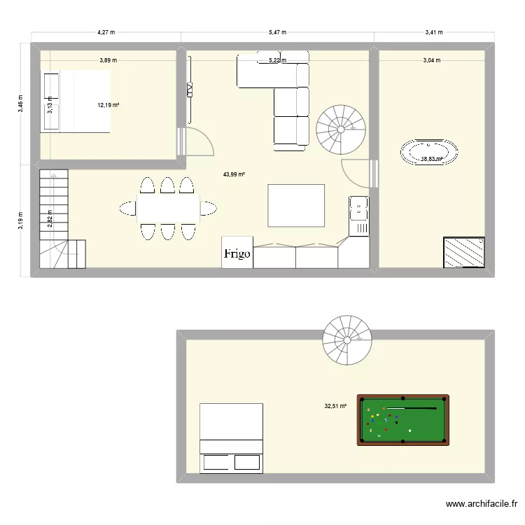 Loft. Plan de 4 pièces et 108 m²