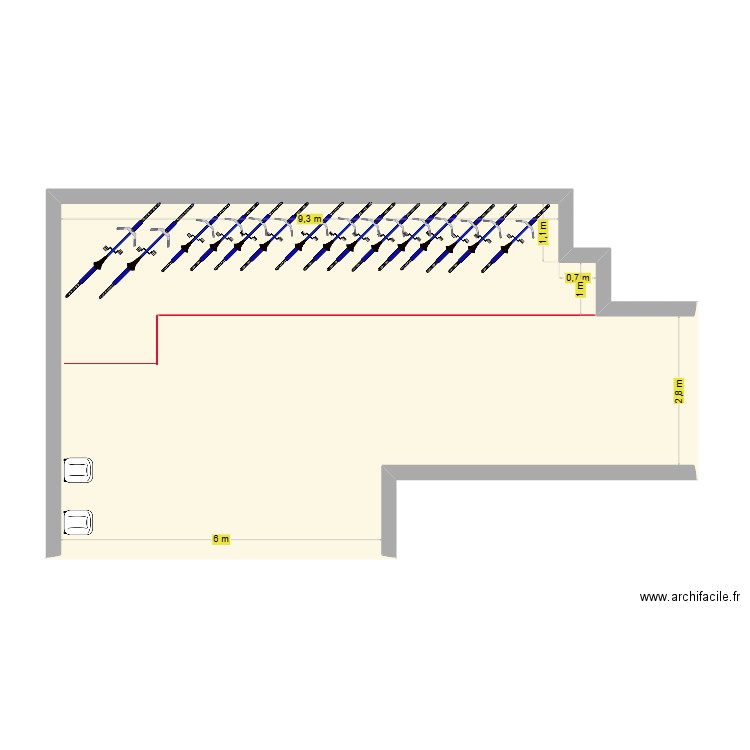 velo parking. Plan de 1 pièce et 63 m2