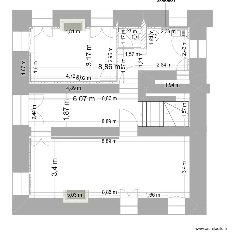 Zicavo - Rez-de-chauss&eacute;e envisag&eacute;. Plan de 