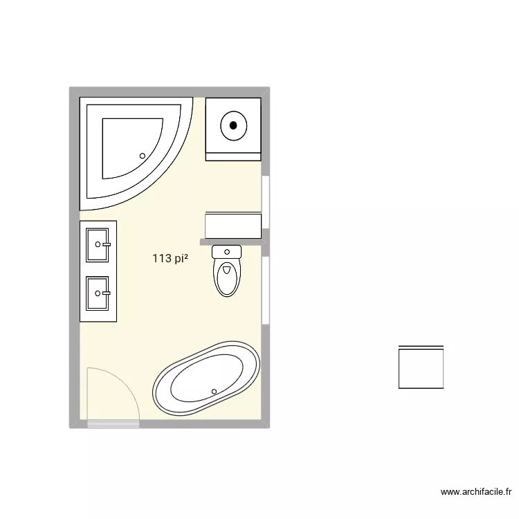 Salle de bain douche en coin 2. Plan de 
