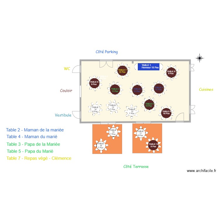 Plan mariage Marine et Alexandre chateau Flojague. Plan de 0 pièce et 0 m2