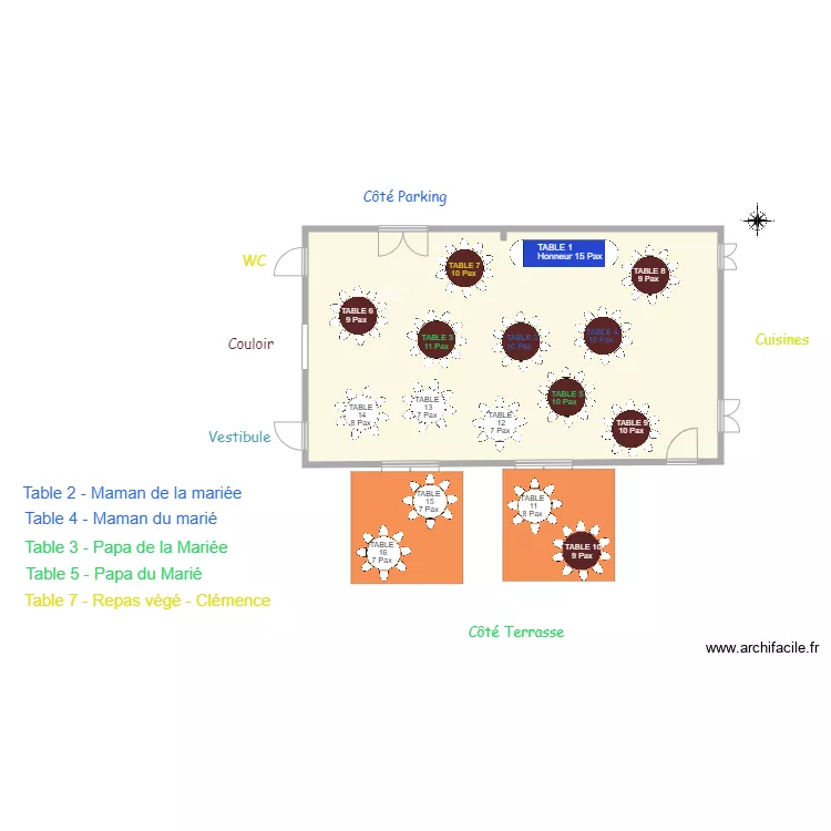 Plan mariage Marine et Alexandre chateau Flojague. Plan de 
